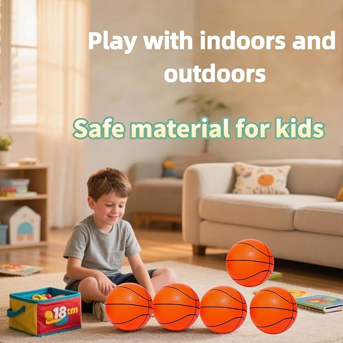 5 Pack 7 Inch Small Basketballs - Size 3 Mini Basketball Set with 5 Colors Toy Basketballs for Kids, Indoor and Outdoor Play