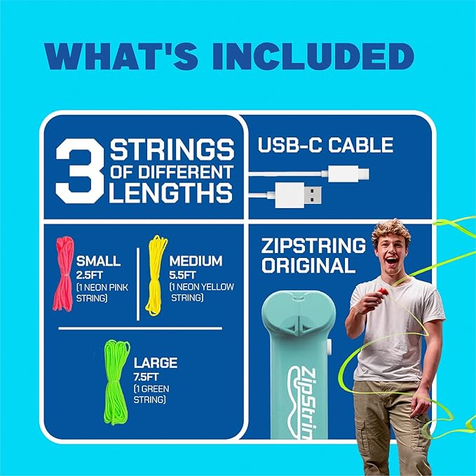 ZipString Original - As Seen on Shark Tank - Classic Rope Launcher Toy, Perfect for Kids & Adults - Fly a String Loop in The Air for Endless Tricks & Fun, Wonderment Awaits, Aesthetic Aqua