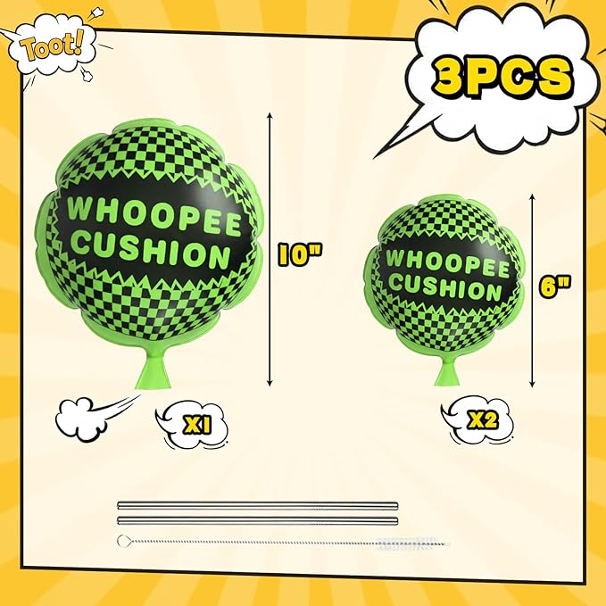 POPLAY 3 Packs Whoopee Cushions, Fart Prank for Novelty Party Favors Kids and Adults Fart Pillow Novelty Gifts