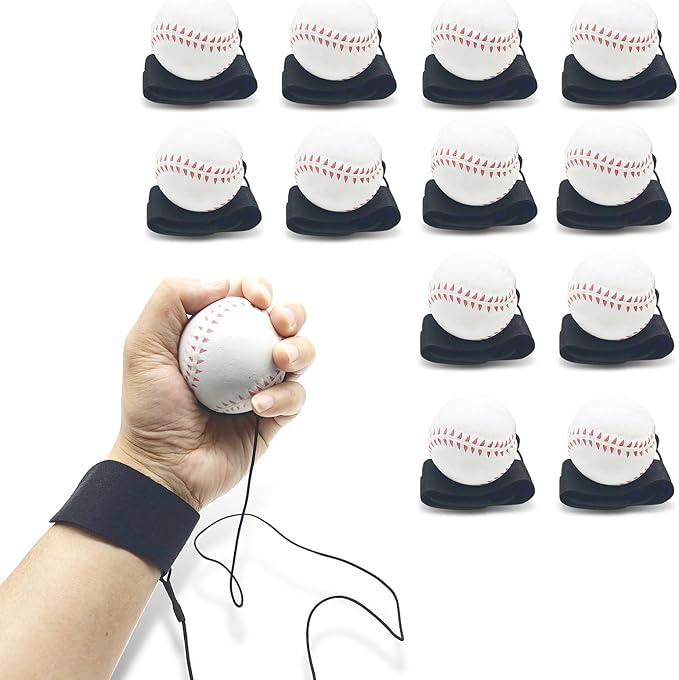 ZUYEE 4/8/16 Pack 2.36 inch Wrist Return Balls Baseballs on a String with Wristband - for Kids, Teens & Adults - Fun Sports Gift for Wrist Exercise Hand-Eye Coordination & Rebound Practice