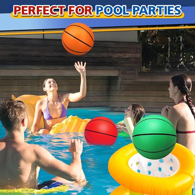4 PCS 8.5inch Basketball for Kids Adults, Replacement Ball for Swimming Pool, Realistic Bounceand Grip for Indoor and Outdoor Play