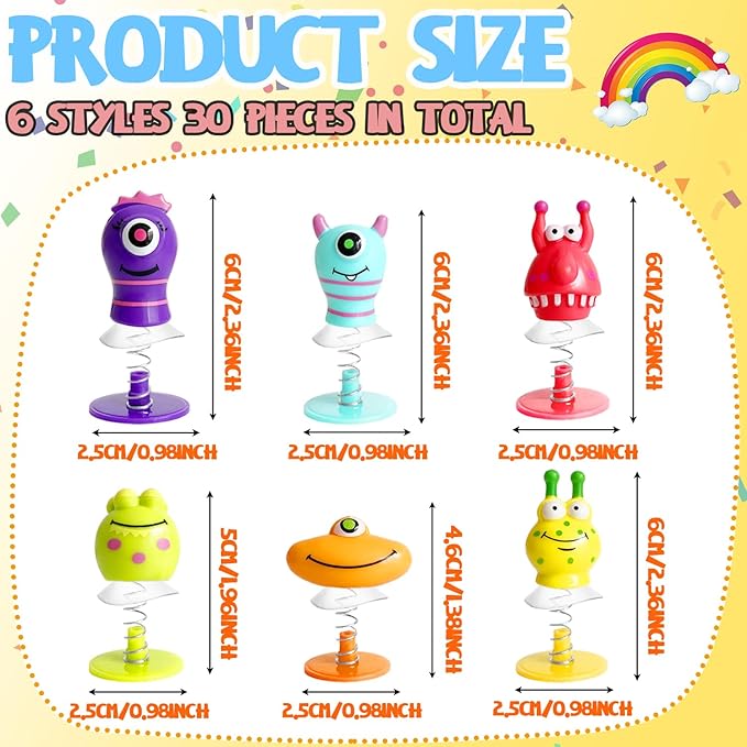 30 PCS Spring Launchers Toys,Big Eye Monster Jumping Popper Toy,Pop Up Bouncy Spring Toys for Kids,Pinata Toys,Goodie Bags,Classroom Prizes