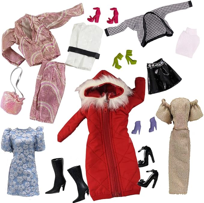 Doll Clothes, 5 Sets Outfits Spring Dresses Pants Windbreaker Hat for 11.5 inch Dolls Accessories Random Style (C)
