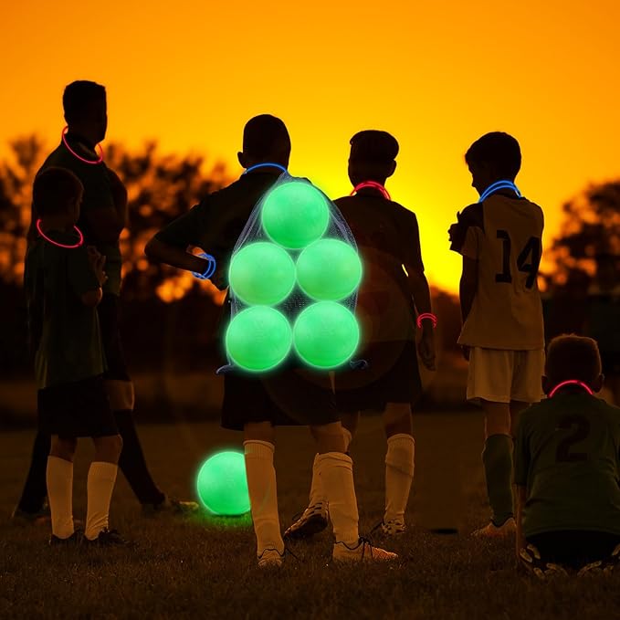 Hiboom Glow in The Dark Kickballs Dodgeballs Light up Playground Bouncy Balls with Pump for Adults Playground Backyard Outdoor Glow in The Dark Activities