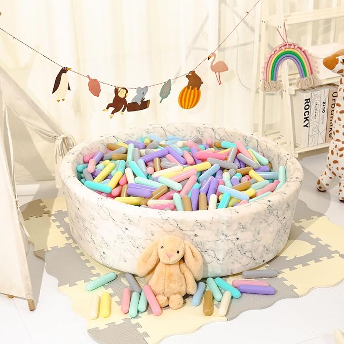 STARBOLO Ball Pit Balls for Toddlers - Pack of 500 Balls 5.12inches Long Balls Crush Proof Plastic Toy Balls for Toddlers Ball Pits, Ball Pit Play Tent, Baby Pool Water Toys(Macaron 10 Colors)