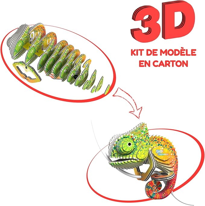 Eugy Chameleon 3D Puzzle - 31 Piece Eco-Friendly Educational Toy Puzzle for Boys, Girls & Kids Ages 6+