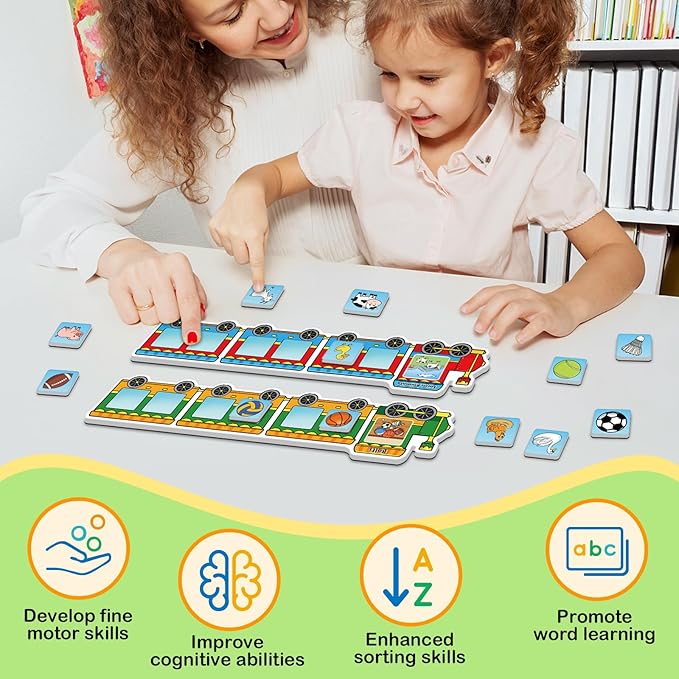Quilinz Magnetic Sorting Toys,Animal&Vegetable&Fruit&Food&Ball Fridge Magnets for Kids,Recognition Games,Toddler Magnets for Refrigerator Whiteboard,Matching Game,Preschool Learning Activity