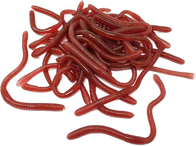 Honbay 30PCS Plastic Soft Fake Earthworm Faux Lifelike Stretchy Rubber Earthworms Trick Toy for Halloween April Fool's Day Party