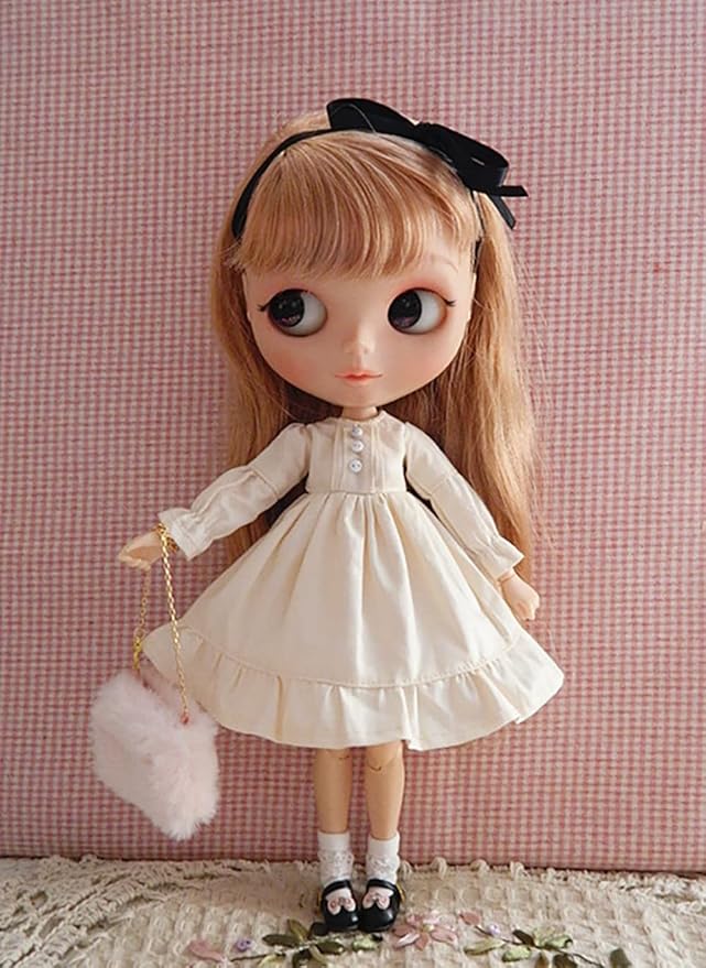 Doll Clothing Fashion Dress for Blyth,Ob24,Licca,Azone BJD Doll Clothes Toys Accessories Gifts (Apricot)(Only Clothes)