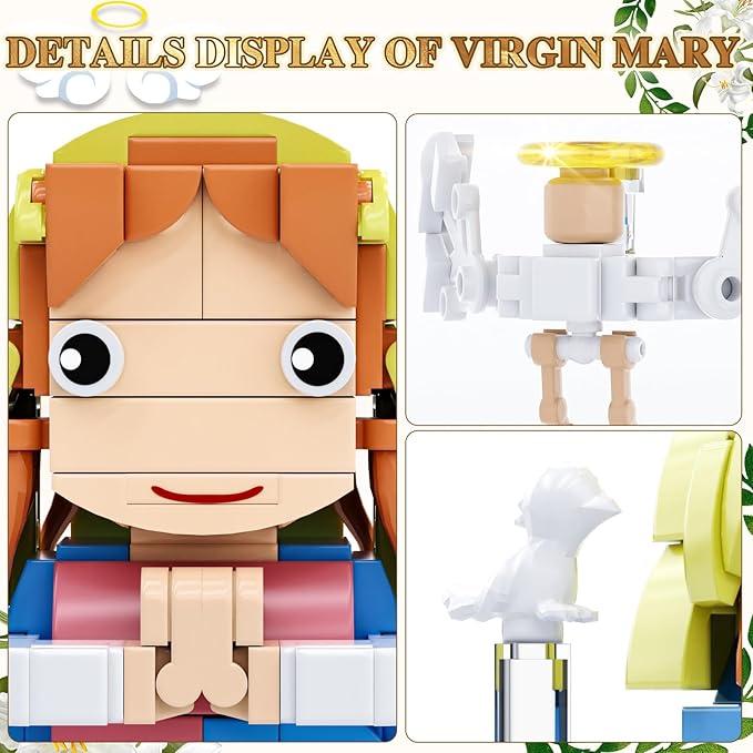 Jesus and Virgin Mary Building Set, Compatible with Lego Jesus Figures, Thanksgiving, Christmas, Easter Gift, Christian Gift for Kids Boys Girls 6+ (503 PCS)