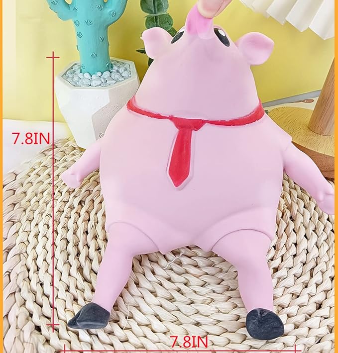 Stretchy Glue-Sand Filled Rubber Pig , Latex Piglet Soft Decompression Doll Toy, Squishy Pig Toy,Animal High-Elastic Stretchable, Decompression Toy for Adults and Children (Pig-L)