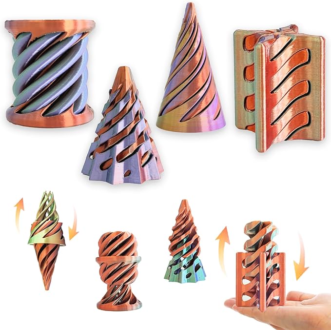 Christmas Stocking Stuffer 4 Packs Impossible Cone,Impossible Cones passthrough Impossible Pyramid for Relaxing,Spiral Fidget Toy passthrough Impossible Cone,Birthday for Adults & Kids