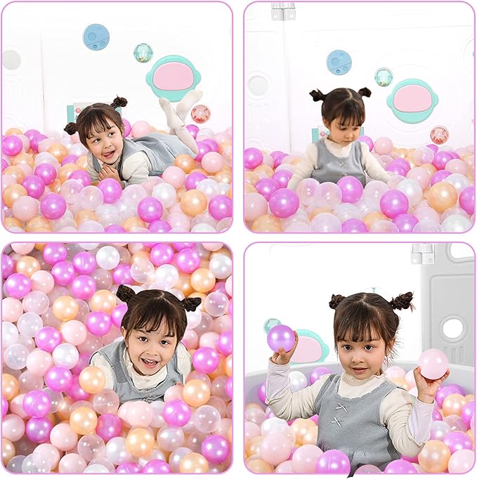 STARBOLO Ball Pit Balls for Toddlers Pack of 100 200 500 - BPA&Phthalate Free Non-Toxic Crush Proof Soft Plastic Balls for 1-5Years Old Toddlers Girl Kids Birthday Pool Playpen Tent Party