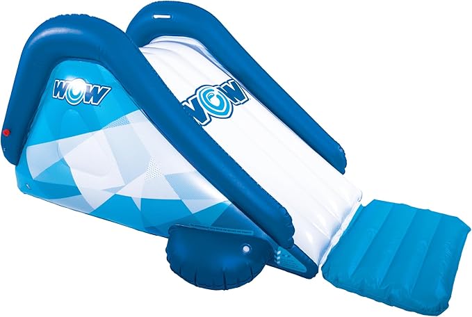 Wow Sports Cascade Inflatable Pool Slide - Blow Up Waterslide - Built-in Water Sprinkler - for Kids & Adults