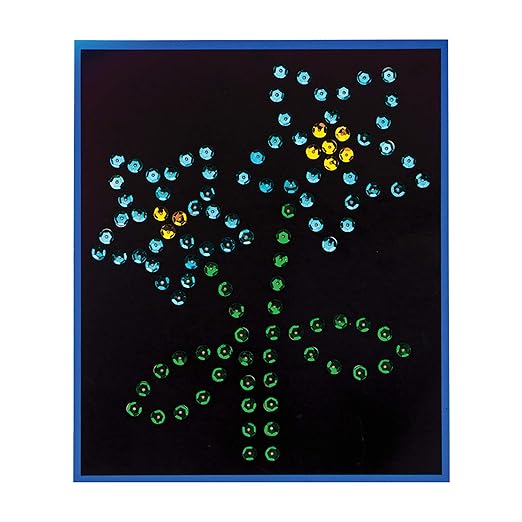 Baker Ross AT386 Flower Sequin Craft Pictures - Pack of 5, for Children to Decorate and Personalise Arts Projects, Ideal Groups, Home Crafting, Class Room Activities