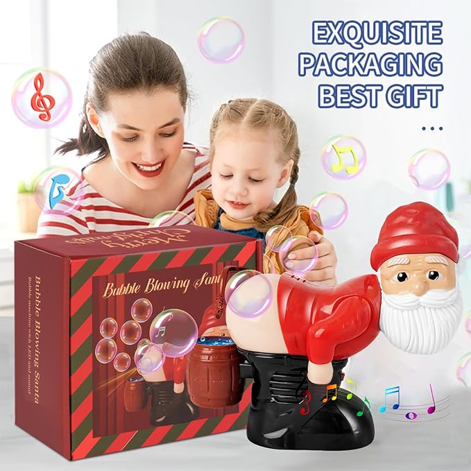 Santa Bubble Butt Blower, Santa Claus Farting Bubble Machine, Funny Automatic Blowing Blower with Music Flashing Lights Colorful Bubbles, Christmas Stocking Stuffers Gift for Kids