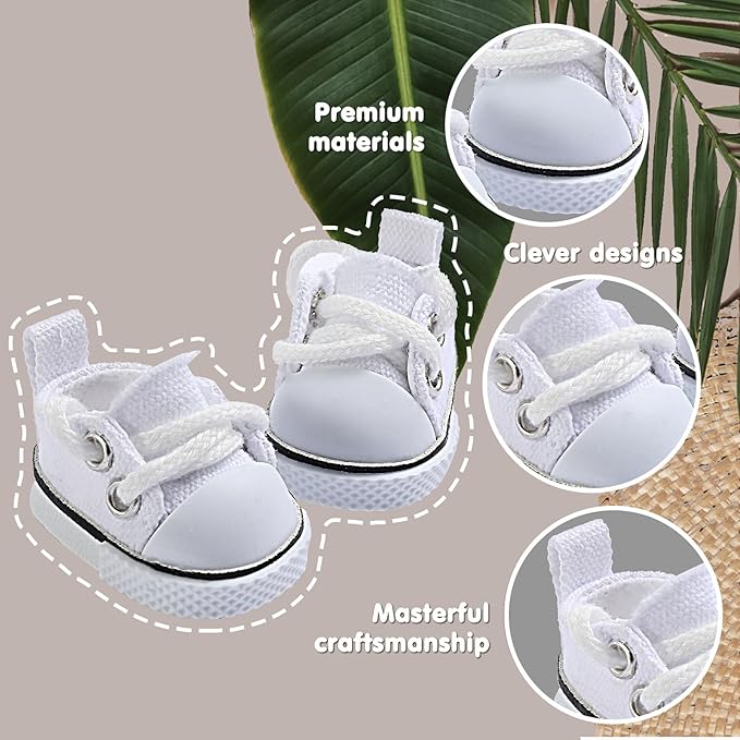 Premium Doll Shoes for Lububu, Cute Doll Shoes for 4-7in Dolls, Ideal for Lububu Outfits(White Canvas)