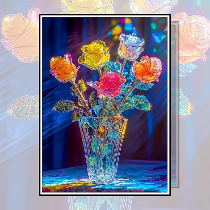 Bgraamiens Rose-1000 Pieces Rose Flowers Puzzle for Adults, Unique Flowers Art Home Decor, Valentine's Day Gift