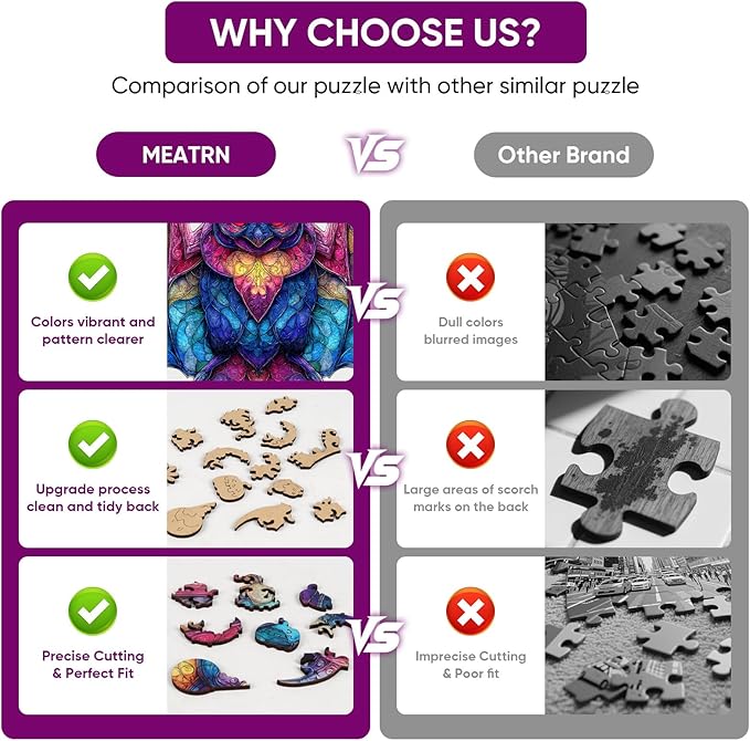 MEATRN Wooden Puzzles for Adults and Kids - Stained Glass Bat Wood Jigsaw Puzzle, Mystical Nocturnal Creature, Relaxing Family Game, Festival Decorative Gift, 503 Pcs, 16.7x16.3 in