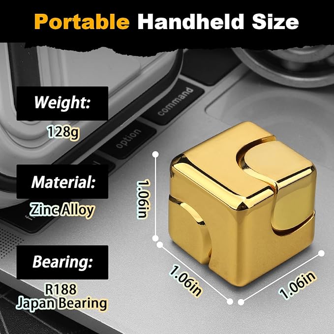 Gold Cube Fidget Spinner for Kids, Fidget Toy, Cool Hand Spinner Gift Toys Autism Sensory Toy Goodie Bags Pinata Filler,Treasure Box Christmas Stocking Stuffers, Deacortaion for Desk Home Office…