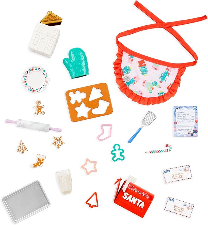 Glitter Girls – 14-Inch Doll Accessories – Holiday Cookies Set – 23 Pieces Baking Playset – Apron, Oven Mitt & Kitchen Supplies – 3+ Years– Holiday Cookies Playset
