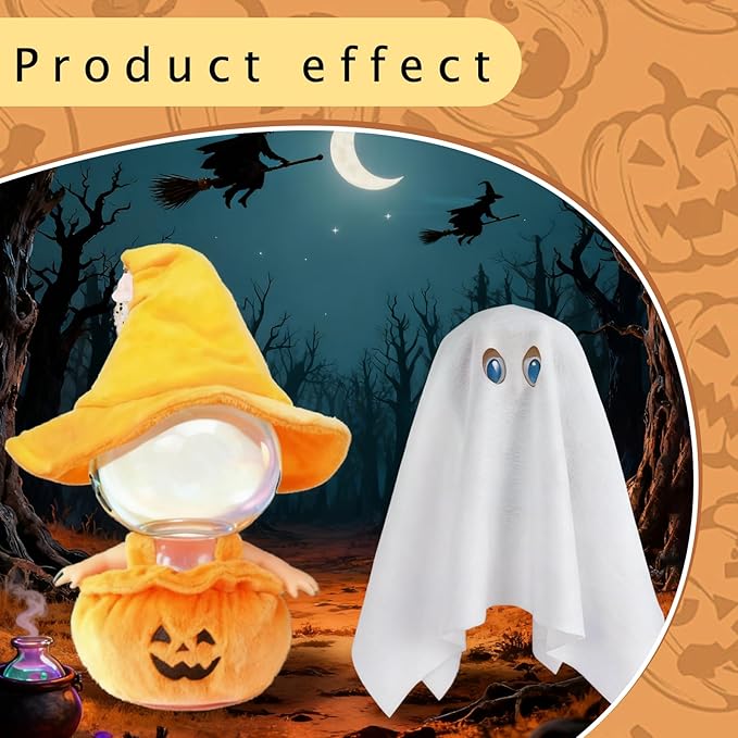 Halloween Clothes Set for 17cm Dolls,The Set Includes a Witch Hat, Pumpkin Overalls, a Ghost Costume,Luxury Chic Doll Clothing & Style Bundle-No Doll