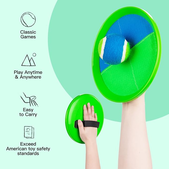 EVERICH TOY Upgraded Toss and Catch Ball Game Set, Easter Basket Stuffers Outdoor Games for Kids Toys, Beach Pool Toys Outside Family Yard Games Easter Gifts for Boys Girls 3 4 5 6 7 8-12 Years Old