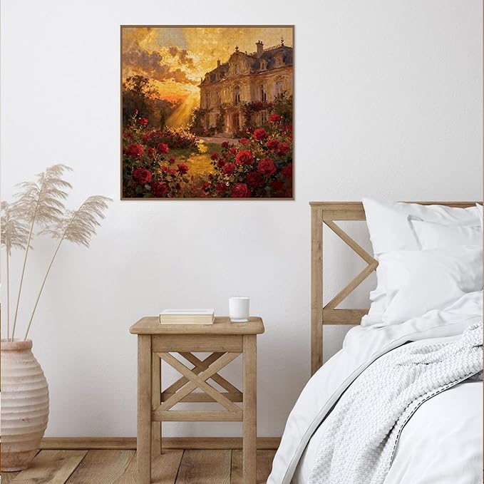Puzzle for Adults 1024 Pieces, Chateau Rose Sunset Puzzle, Challening Impossible Difficult Hard Fun 1024 Pieces Jigsaw Puzzles for Adults