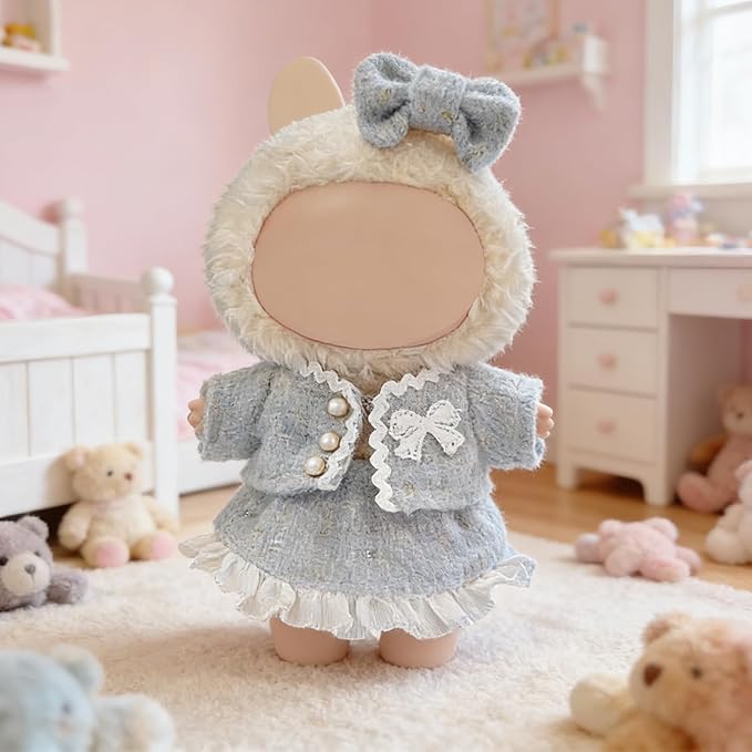 Ezcora Clothes for Doll, 4 Pack Clothes for 17cm Doll Include Pairs of Shoes, Perfect for Play & Display, Doll Outfits Accessories for Collectors (No Dolls) (Elegant Tweed Dress)
