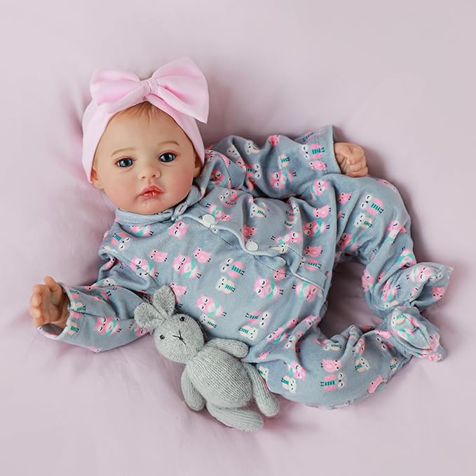 KSBD Lifelike Reborn Baby Girl - 18 inch Realistic Baby Girl Real Life Newborn Baby Dolls, Handmade Anatomically Correct Real Baby Dolls Gift Set for Kids Age 3 +