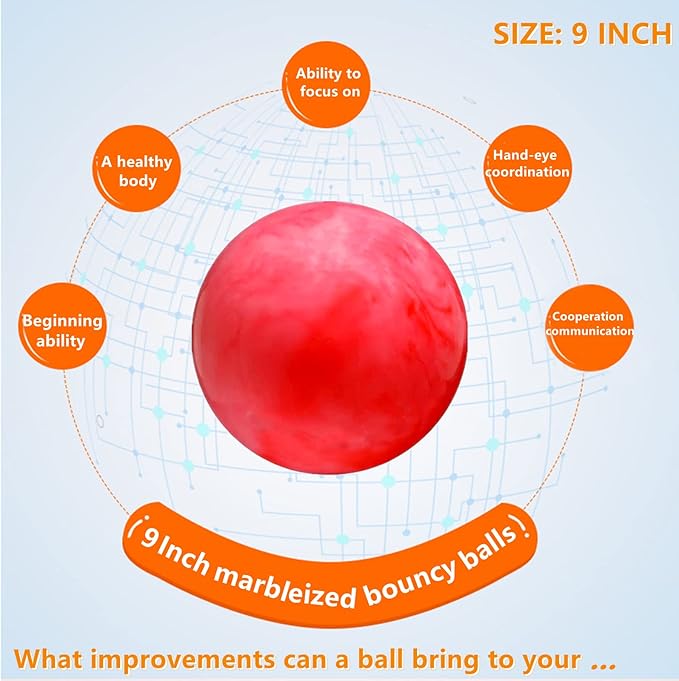 4 Pcs Playground Balls with Pump, 9 inch Inflatable Bouncy Balls for Kids, School, Beach, Kickball DodgeBalls and Indoor Outdoor Plays