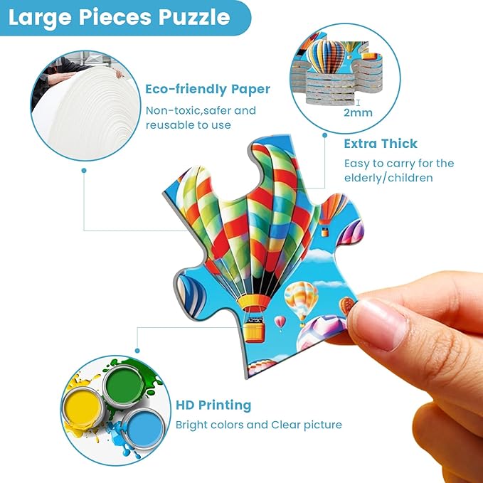 6 Packs 36 Pieces Large Puzzles for Seniors,Dementia Puzzles for Elderly Adults,Jigsaw Puzzles for Adults Seniors with Alzheimer's Dementia with 3 Storage Bags