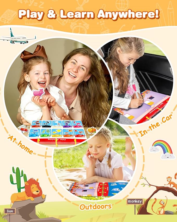 Montessori Preschool Busy Book for Toddlers - Activity Books for Kids Ages 3-5 - Preschool Learning Activities - Workbook Activity Binder - Autism Sensory Toys - Gifts for 3 4 5 6 Year Old Boys Girls