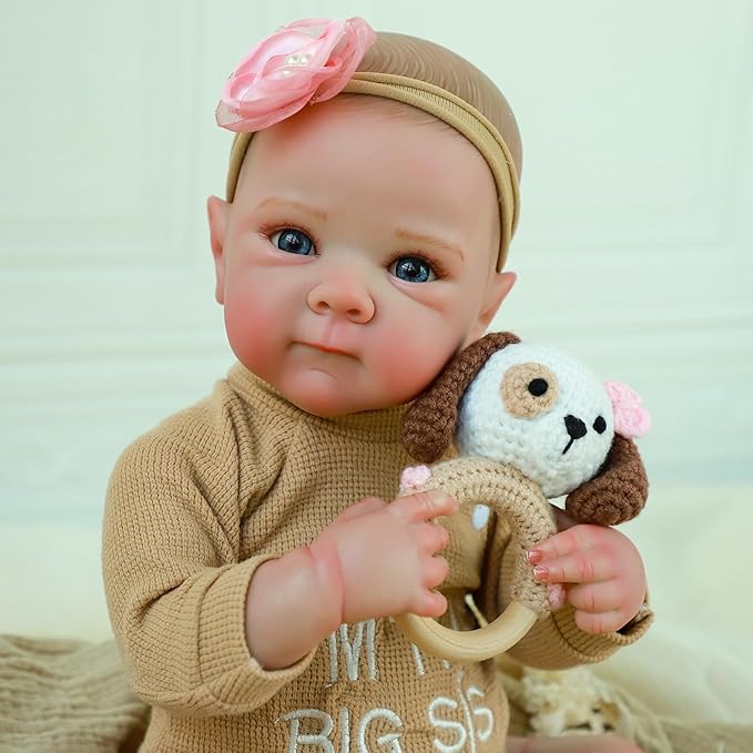 KSBD Realistic Reborn Baby Dolls - 20 Inch Cute Real Life Baby Girl Doll, Lifelike Newborn with Full Vinyl Body,Real Baby Dolls with Accessories for 3+ Years Old Kids Gifts