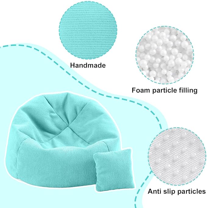 Doll Car Seat Compatible with Labubu, Handmade Bean Bag Chair for 5.9-6.7 inch Doll, Anti-Slip Bottom, Cute Doll Accessories for Display, Fans&Collectors Gifts, Durable Corduroy Fabric (Lake Green)