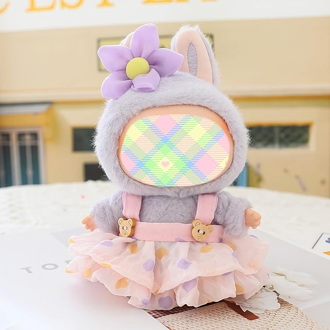 Clothes for Lu bubu 17cm Dolls Accessories (No Doll), Kawaii Skirt Outfit Set 2 Pieces for 17cm Dolls Suit, Stylish Dress Up Flower Dolls Clothing Set Replacement Pink