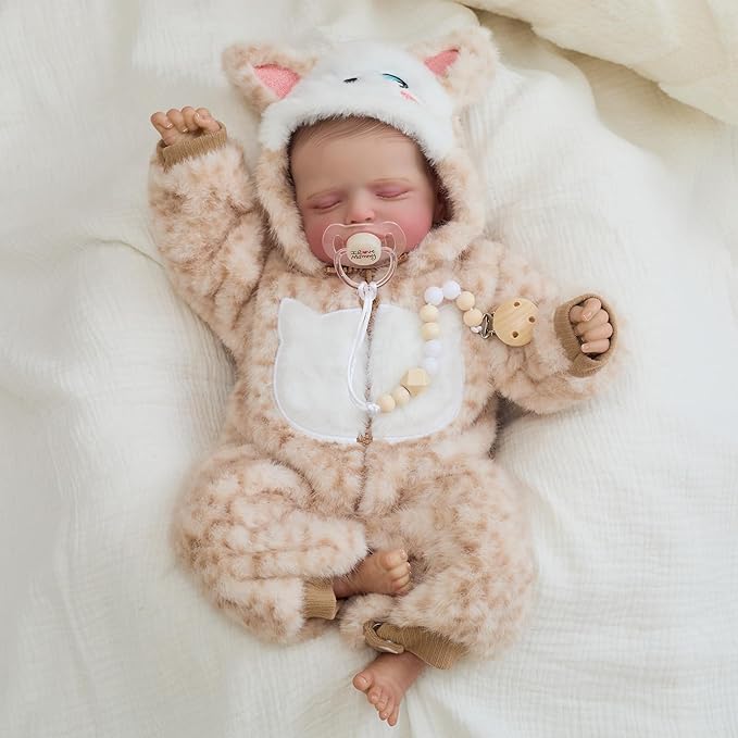 FOCKOF Realistic Reborn Baby Dolls-18 Inch Realistic Baby Doll Girls Soft Cloth Body Reborn Baby with Gift Box for Kids Age 3+