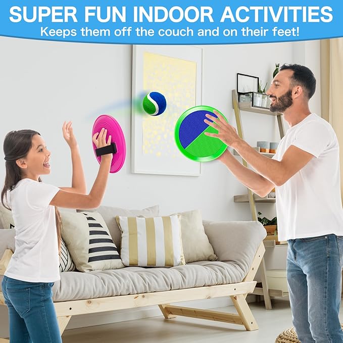Officygnet Ball Catch Game, Kids Toss Game for Ages 3 4 5 6 7 8-12 Year Old Boy Girl, Catching Ball Set with 4 Paddles for Outdoor Toys/Yard Games/Beach Toys/Pool Toys for Kids Easter Birthday Gifts