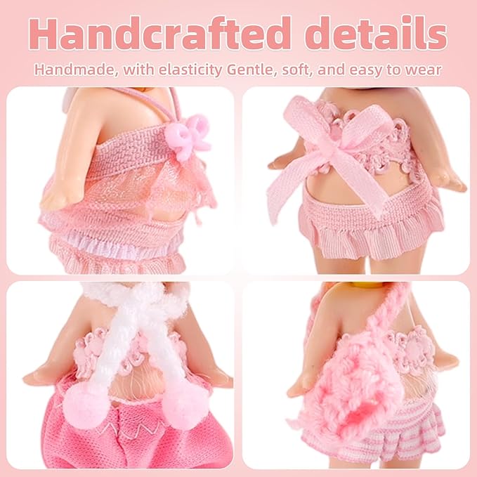 10 Sets Doll Outfits for 3 Inch/7.5-8cm Doll Pack, Mini Toys Clothes Pack with Tops & Skirts & Accessories Mini Figure Costume Clothing for Collector Display and Decoration