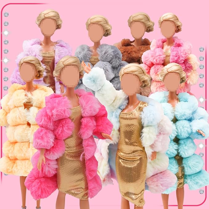 EuTengHao Winter Doll Clothing Set for 11.5 Inch Girl Dolls Includes Winter Fur Coat Nightwear Bathrobe Hat Dress Jacket Jeans Fashion Outfit for 30cm Girl Doll Girls Gift