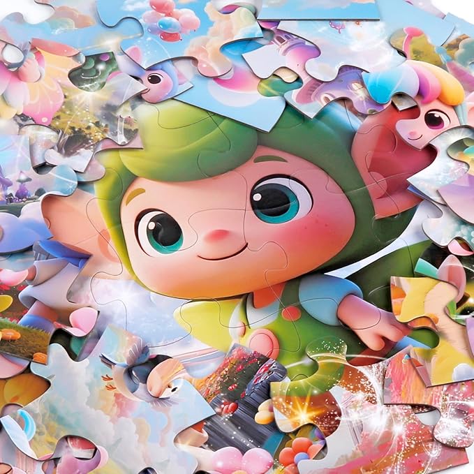 Jumbo Floor Puzzle for Kids,48 Piece Fairy Large Jigsaw Puzzles for Toddler Ages 3-5,Preschool Educational Toy Easter Gift for Boys & Girls Ages 4-8