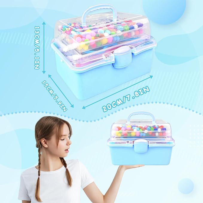 3000 Arts and Crafts Supplies for Kids Craft Kit Craft Box with Pipe Cleaners Arts and Crafts for Kids Age 4-6, 6-8, 8-12 DIY School Supplies Materials Set Toys Gifts for Girls Boys Toddlers, Blue