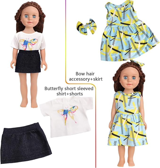 10 Sets of 18 Inch American Doll Clothes, Including 10 of Doll Clothing Dress Outfits for American Dolls, Birthday Gifts for Kids