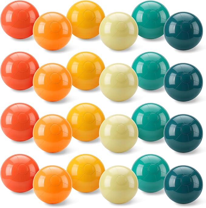Realspring 24 Pcs Inflatable Beach Balls for Kids Bulk Pastel Solid Color Jumbo Beach Ball Swim Pool Floating Toys Baby Shower Birthday Summer Party Decor(Colorful,12.5 Inch)