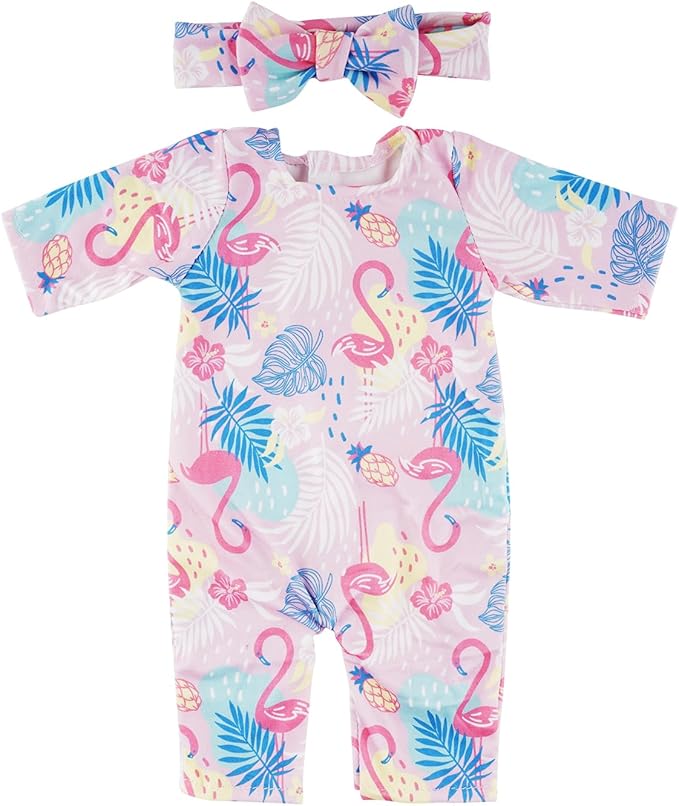 6 Sets Doll Clothes and Headbands Pajamas for 15-18 Inch Dolls, Cute Pattern Jumpsuit Outfits, 12 PCs Total Doll Accessories