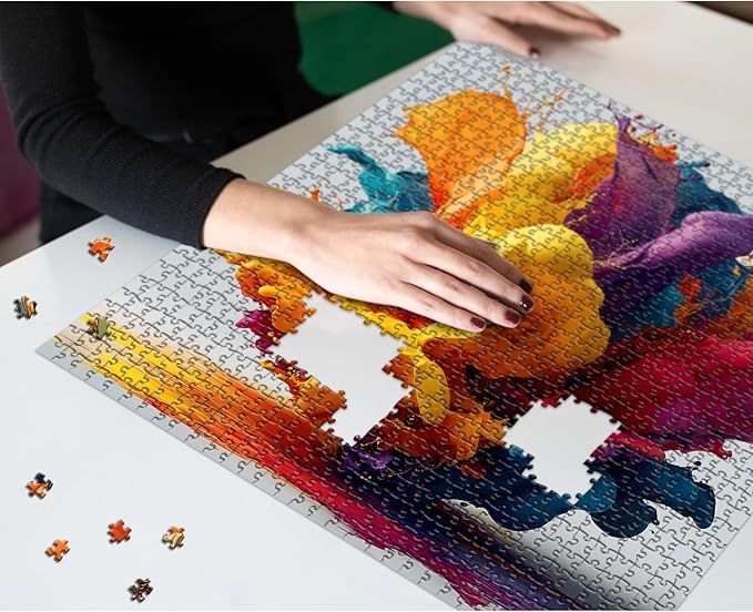 Impossible Puzzles for Adults 1000 Pieces, Larkipuzz Art Gradient Rainbow Puzzle, Unique Paint Splatter Jigsaw Puzzles for Home Decor