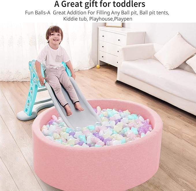 STARBOLO Ball Pit Balls for Toddlers Pack of 100 200 500 - BPA&Phthalate Free Non-Toxic Crush Proof Soft Plastic Balls for 1-5Years Old Toddlers Girl Kids Birthday Pool Playpen Tent Party