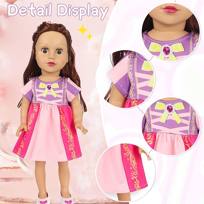 Benylion 18 inch Doll Clothes Accessories Princess Costume Dress for 18 Inch Doll Include 3Pcs Different Princess Dress Fits All 18 inch Girl Dolls