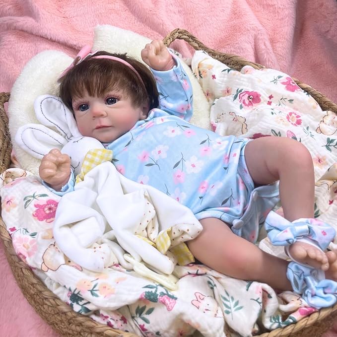MRB Reborn Baby Dolls, 18-inch Realistic Newborn Baby Dolls with Soft Cloth Body, Real Life Baby with Doll Accessories for Kids Age 3 +