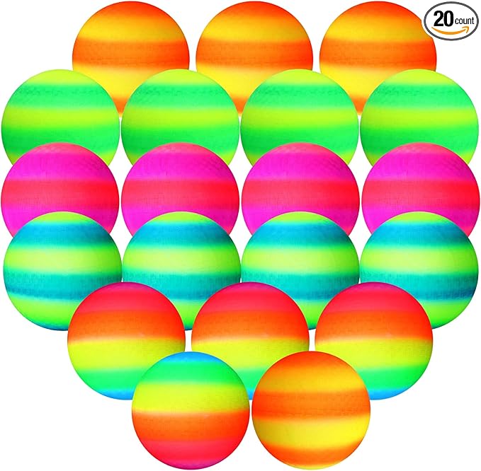Macarrie 20 Pcs Playground Balls 6 Inches Dodgeball Kick Balls for Kids Adults Colorful Inflatable Balls Handballs Soccer Basketball Handball Games Camps Schools Outdoors